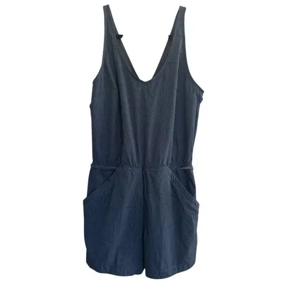 Mountain HardWear Railay Romper Womens Small Blue Striped Shorts Mesh Back - Picture 1 of 16